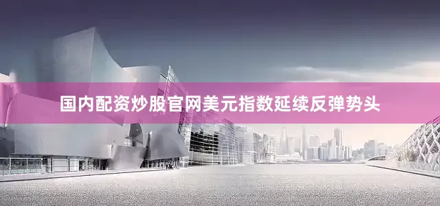国内配资炒股官网美元指数延续反弹势头